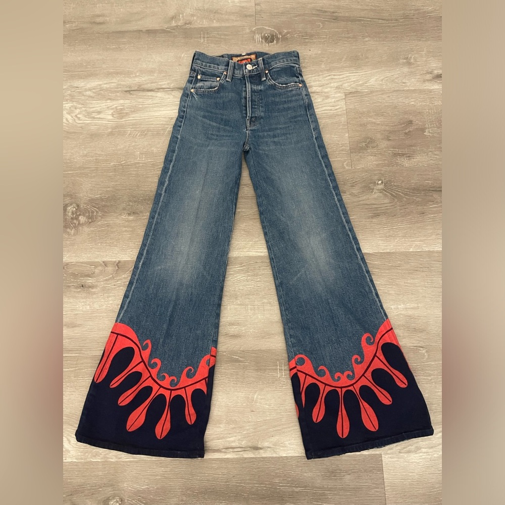 MOTHER x La Doublej The Tomcat Roller Printed Flare Jeans